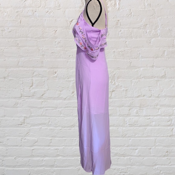 ❌DONATED❌Lavender Purple Cold Shoulder Embroidery Lined Maxi Dress - Picture 6 of 14
